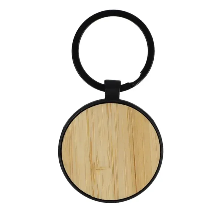 Bamboo and metal keychain round - LT99718 (N0002)